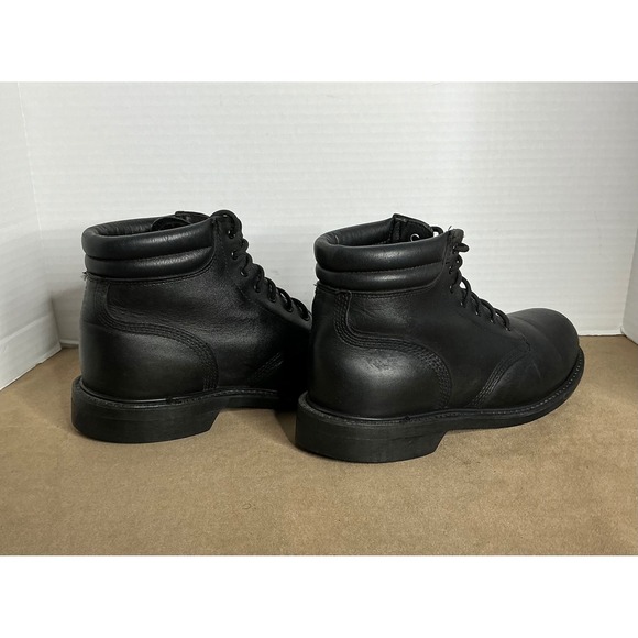 Men\'s Black‎ Leather Work Boots – Lace Up, Oil Resistant Sole, Size ~11/11.5 main image 6